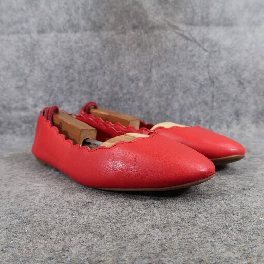 Sam & Libby Shoes Womens 8 Ballet Flats Slip On Red Fashion Scallop Edge Casual
